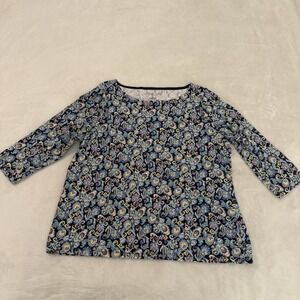 Talbots Multicolored Floral 3/4 Sleeve Round Neck Cotton Spandex Top Size 2X